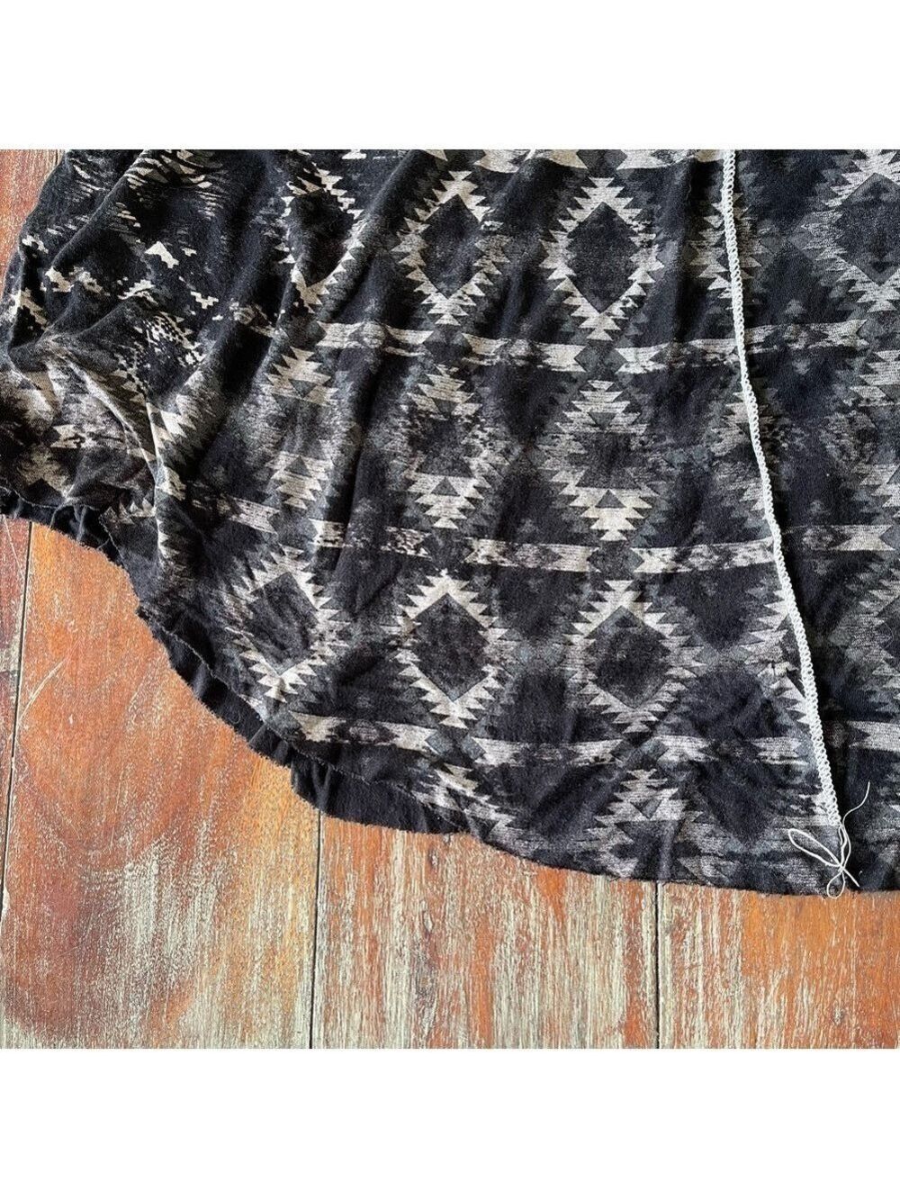 Edista Black Patterned Cap Sleeve Shirt XL - Picture 2 of 6